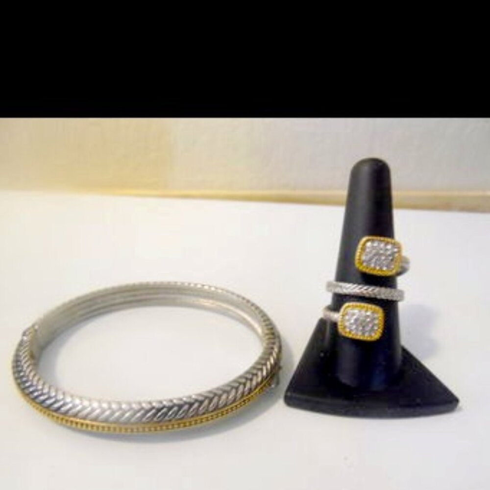 Emma Skye Stainless Steel Bypass Ring Size 8 & Cuff Bracelet 7-1/4"